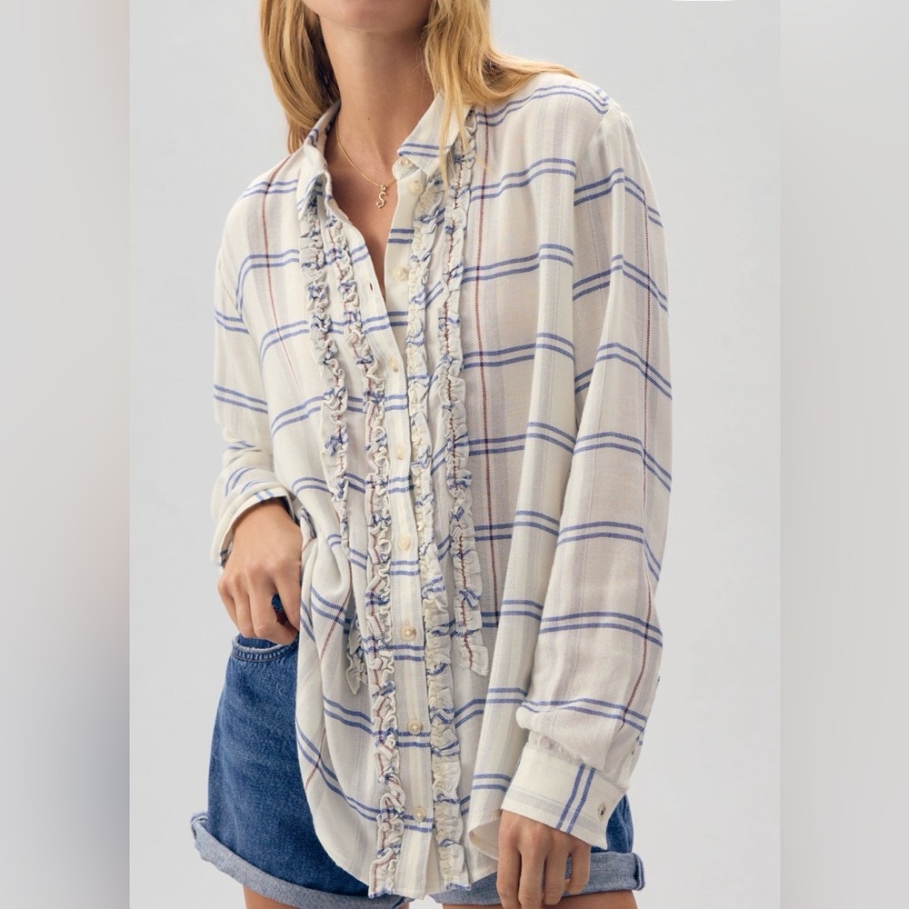 Anthropologie Pilcro Tuxedo Button Down Shirt - Picture 4 of 12